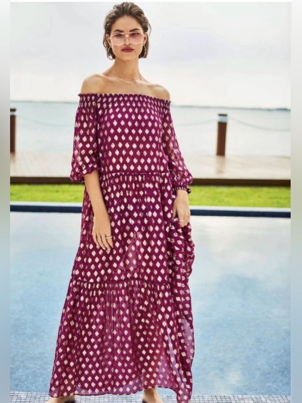 Lilly Pulitzer Dayla Maxi Cover Up NWT Large Amarena Cherry Metallic